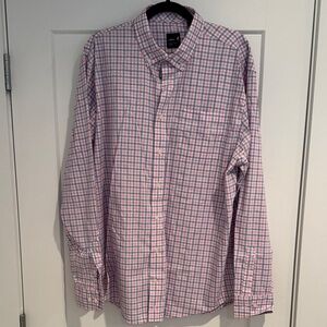 johnnie-O Pink , blue and White Plaid button up shirt